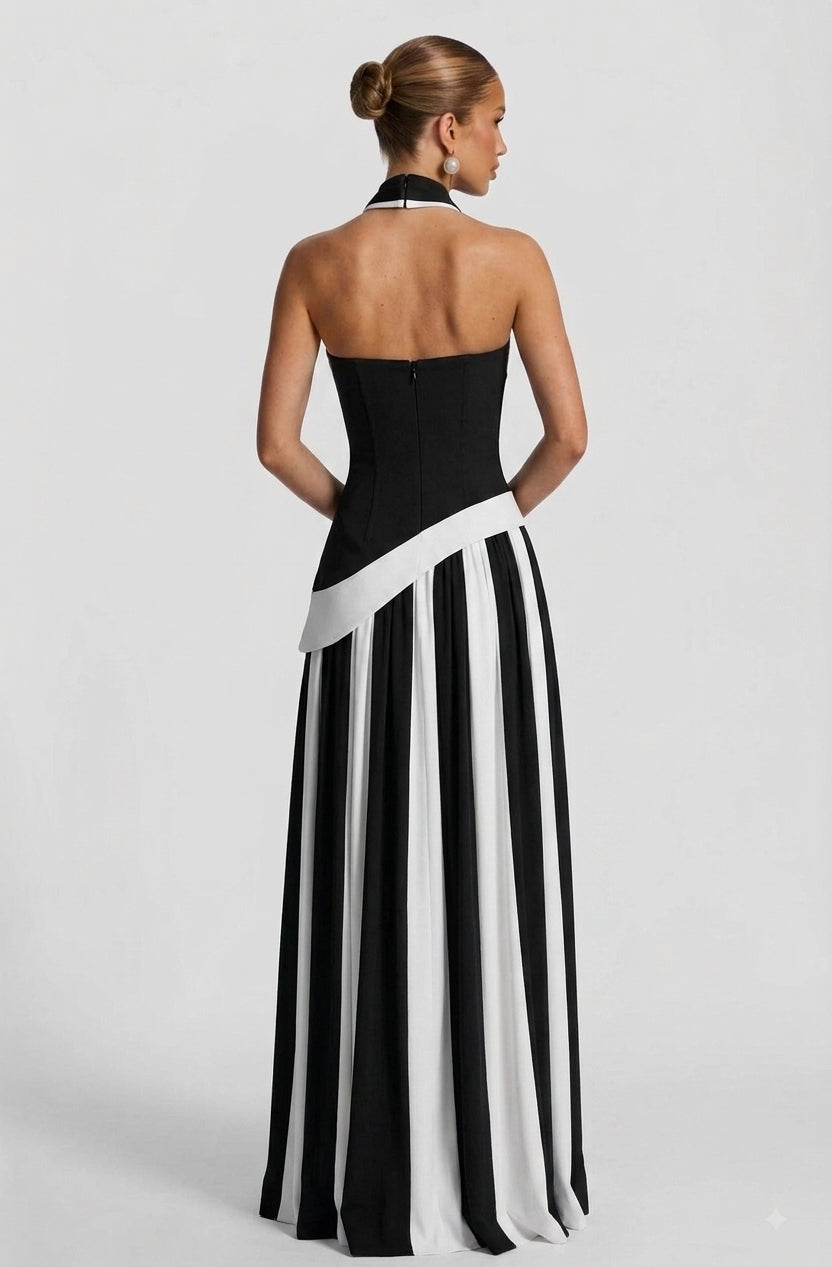 Strapless Draped Slit Maxi Gown