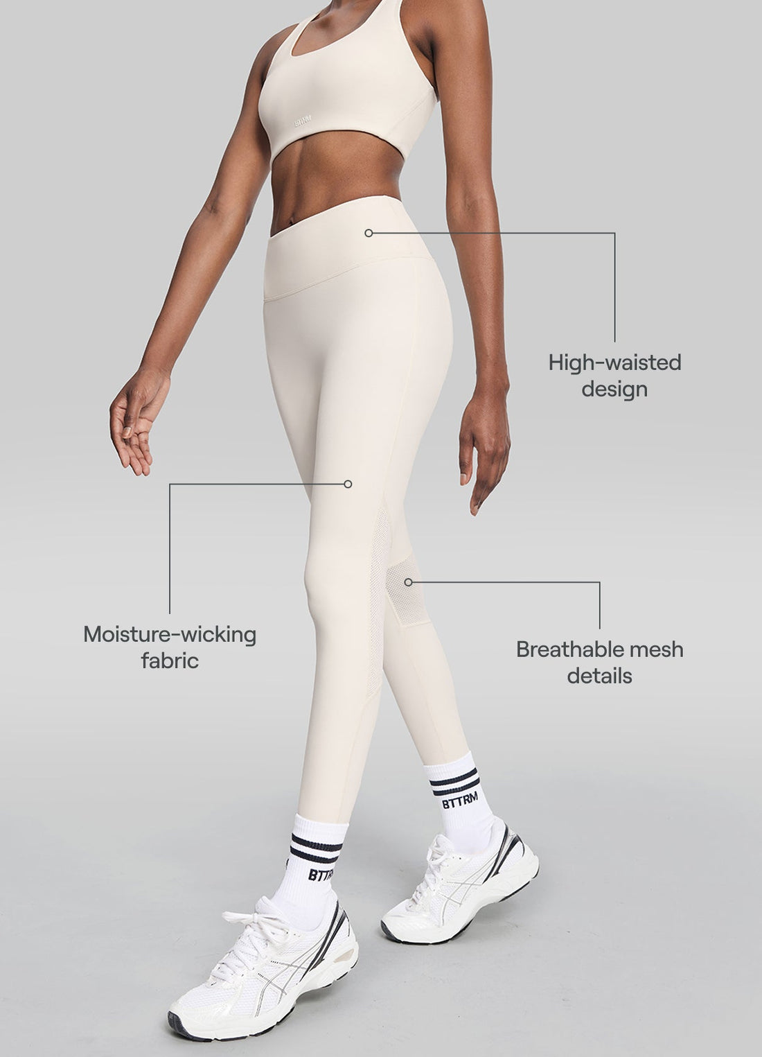 High-Waisted Mesh-Panel Leggings for High-Impact Workouts