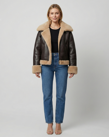 LEATHER FAUX FUR JACKET