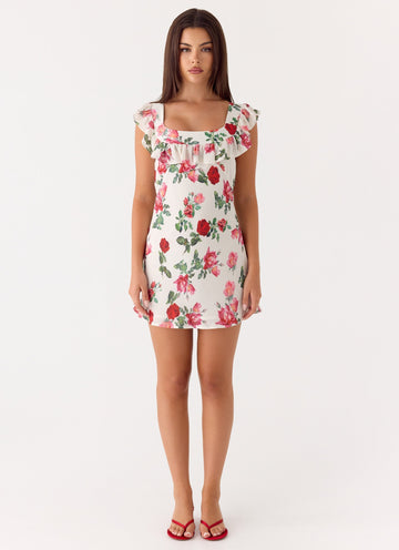 Malina Mini Dress Ivory Bloom