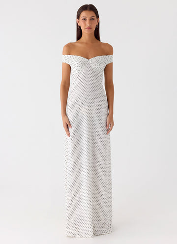 Melany Maxi Dress White Polkadot