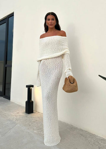 Nayara  - Elegant Off Shoulder Maxi Dress