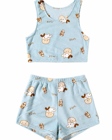 Women's cow-print short pajamas