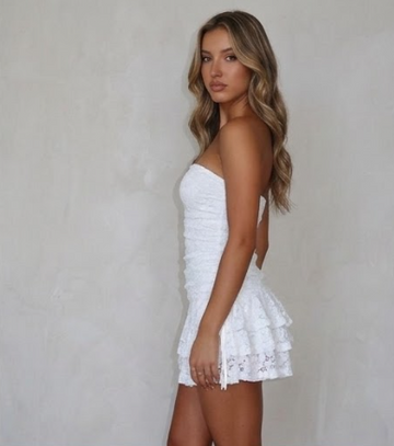 Azure Lace Whisper Mini Dress