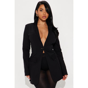 Plunge V-Neck Oversized Blazer Dress