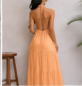 Ivory Halter Tiered Maxi Dress