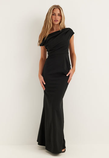 Asymmetric Draped Maxi Dress
