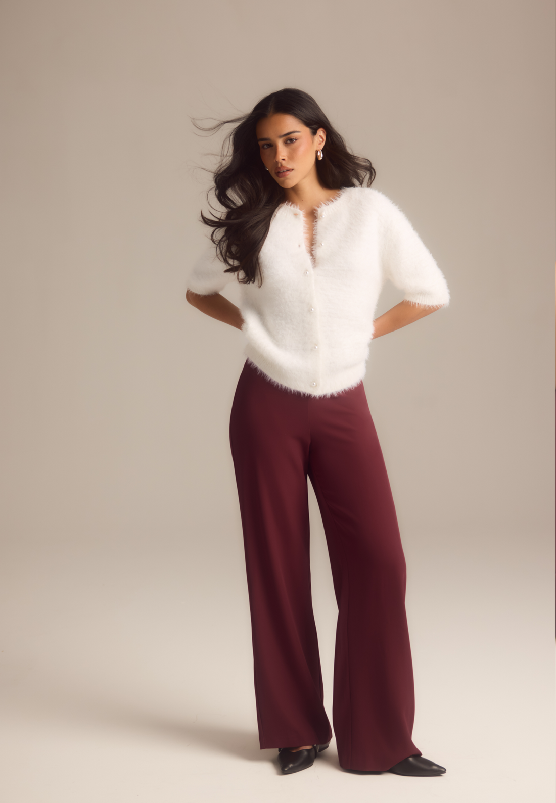 Short Sleeve Fluffy Knitted Cardigan