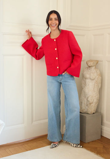 Wide Sleeve Bouclé Jacket