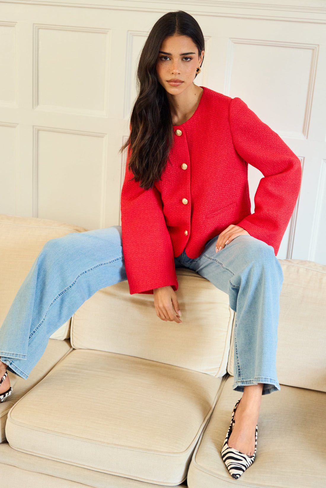Wide Sleeve Bouclé Jacket