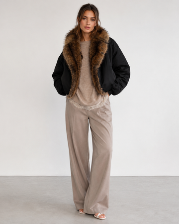 FUR COLLAR BOMBER JACKET