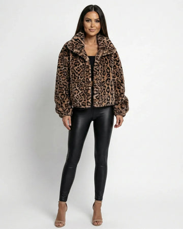 LEOPARD LUXE FAUX FUR JACKET