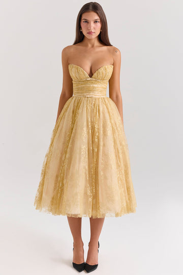 Sorelle - Golden Corset Midi Dress