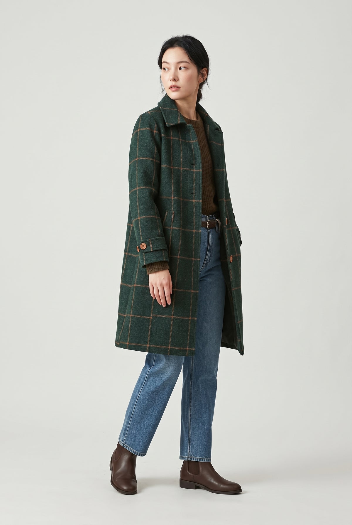 Women's Green Wool Wool-blend Coat