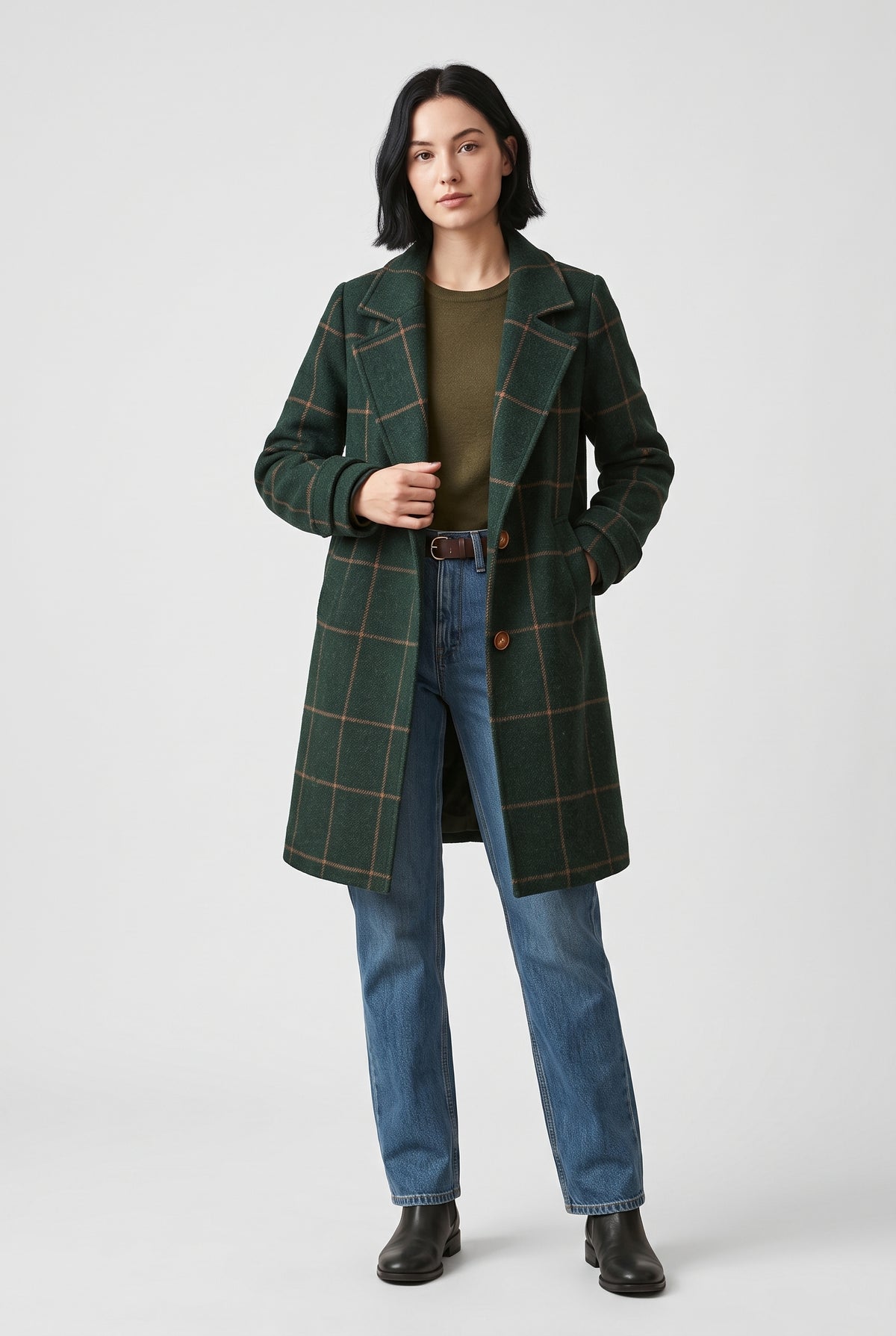 Women's Green Wool Wool-blend Coat