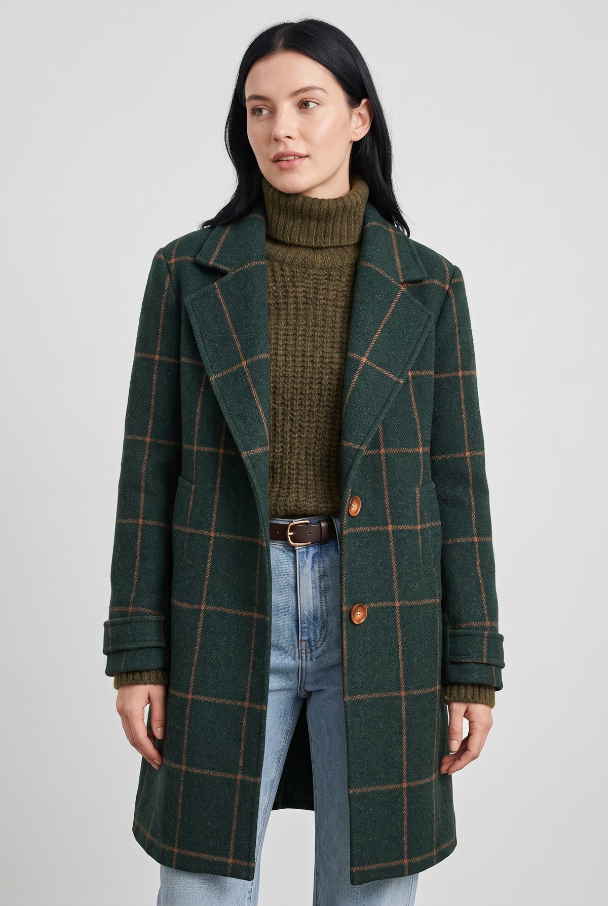 Women's Green Wool Wool-blend Coat