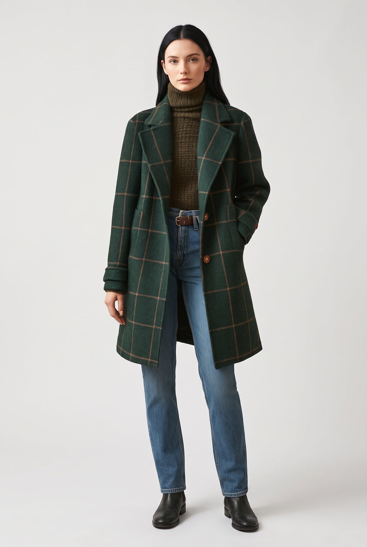 Women's Green Wool Wool-blend Coat