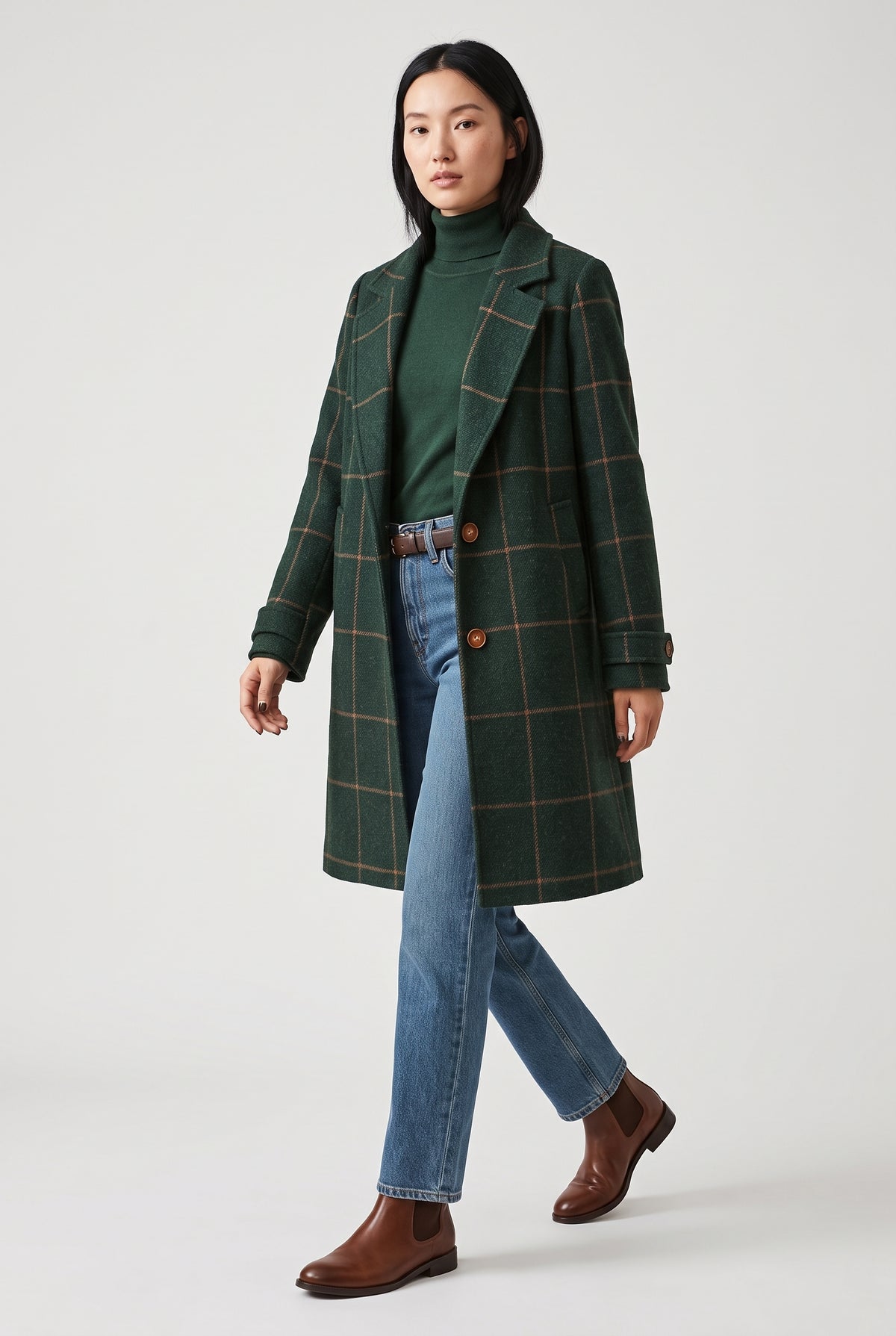 Women's Green Wool Wool-blend Coat