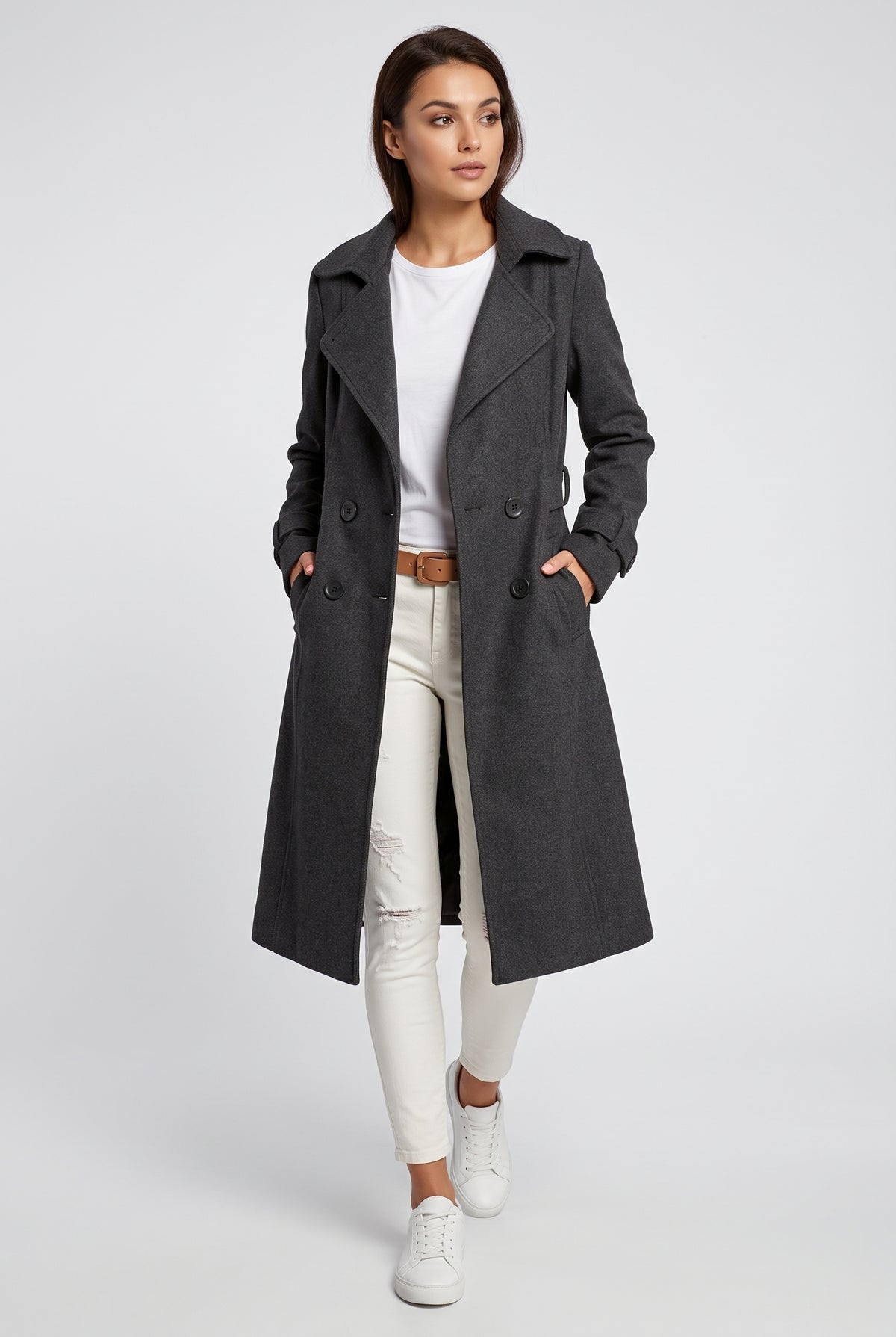 Black Long Trench Coat — Black