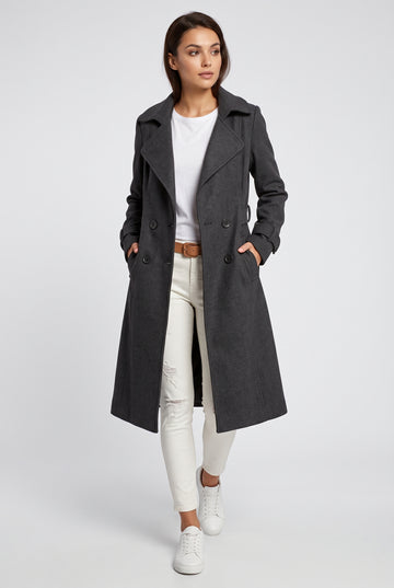 Black Long Trench Coat — Black