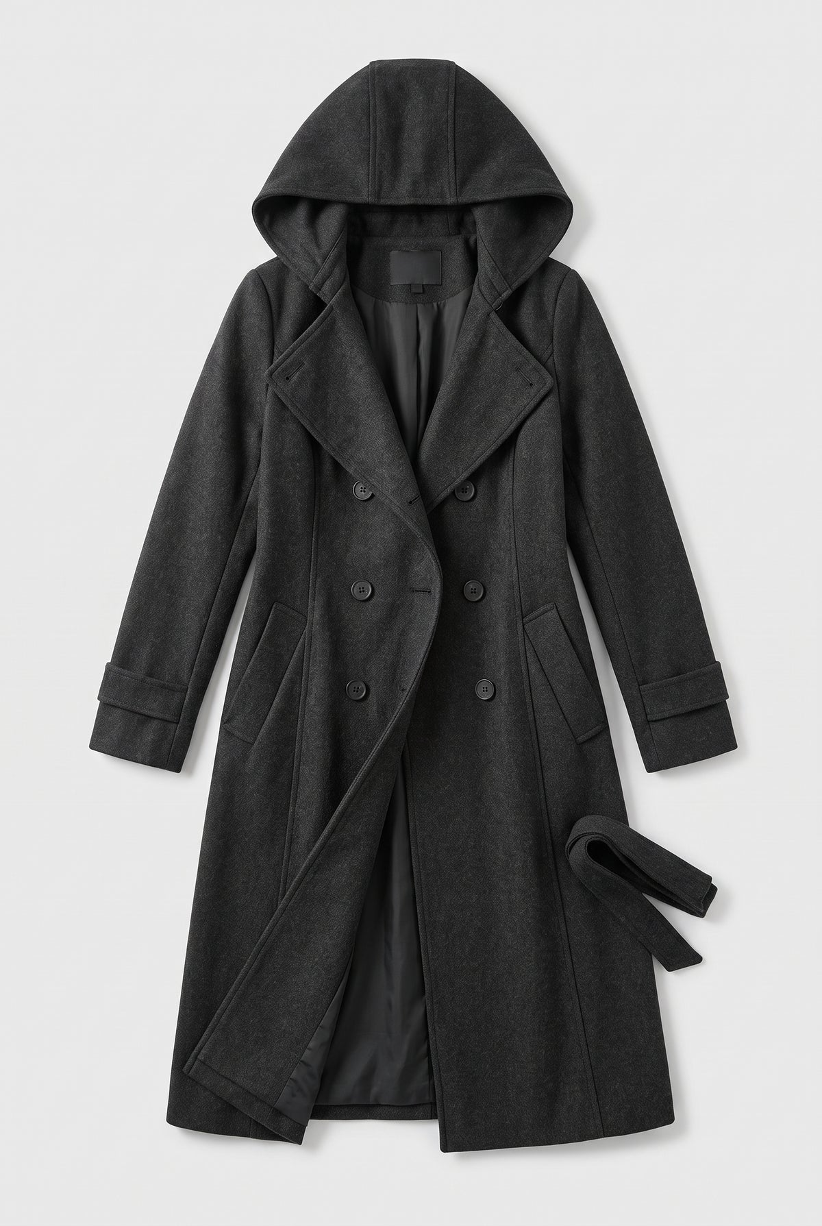 Black Long Trench Coat — Black