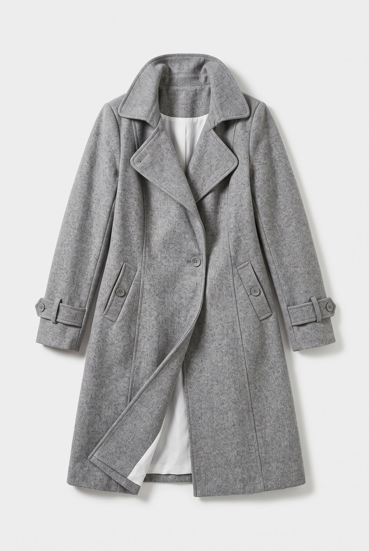 Black Long Trench Coat — Grey