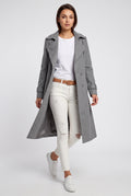 Black Long Trench Coat — Grey