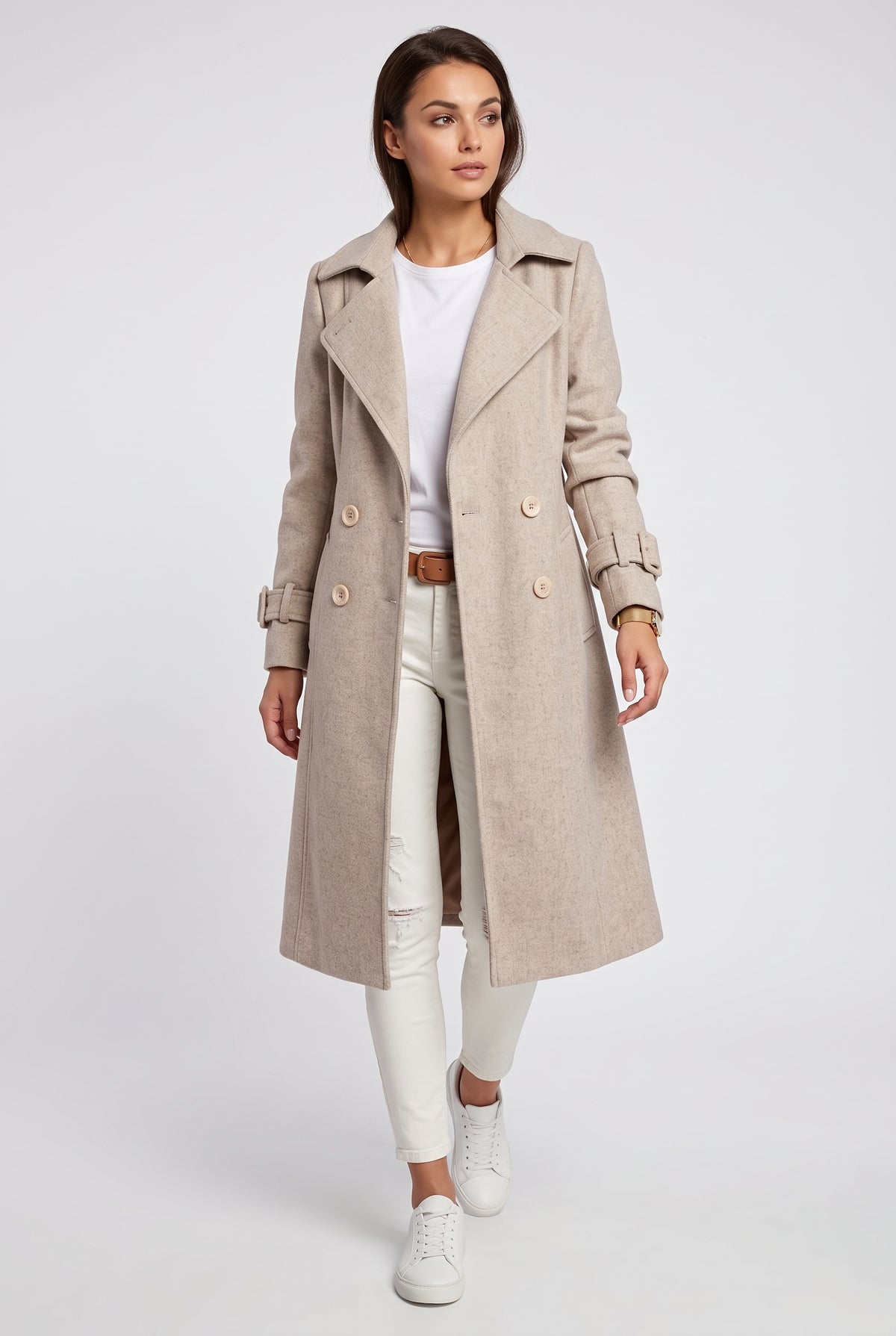 Black Long Trench Coat — Pink