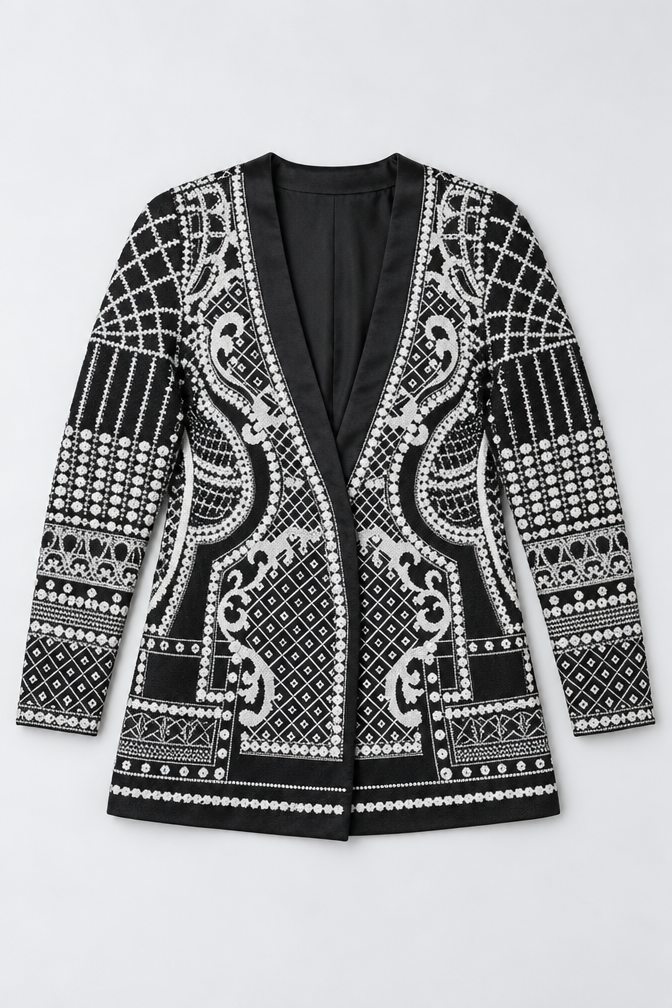 Women's Pearl & Bead Blazer — Silver