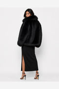 Wide-Collar Fur Coat
