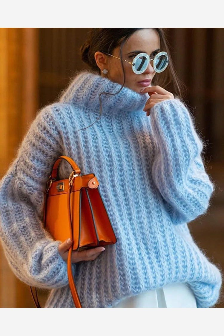 Oversized Turtleneck Knit Sweater Top Women's