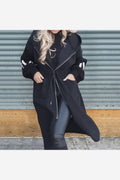 Women's Cappotto knit letter Cappuccio zip maniche maglia lettering