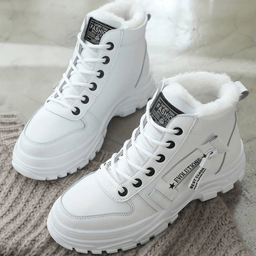 Women's Warm Winter Boots - Lace-Up Closure and Sturdy Non-Slip Sole
