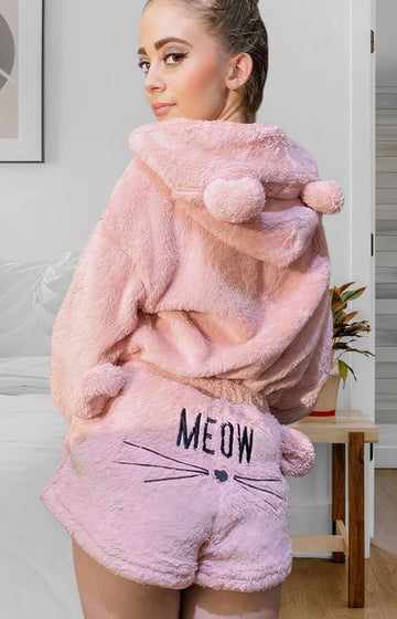 Women's Meow Plush Pajama Shorts