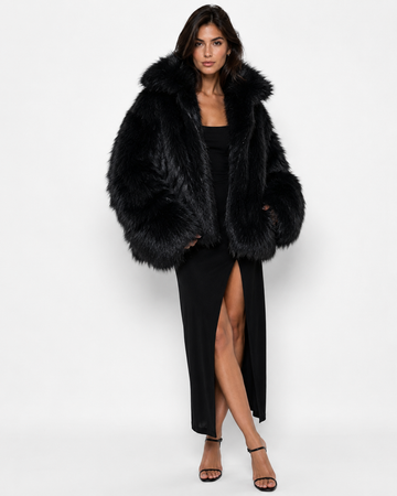 SERENA WIDE-COLLAR FUR COAT