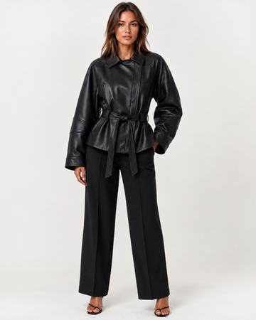 VALERIE BELTED LEATHER JACKET